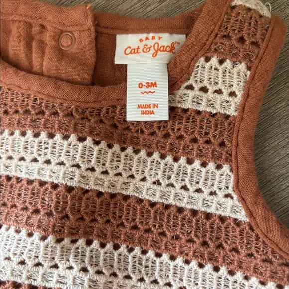 Cat & Jack Baby Crochet Romper 0-3 months NWT - Picture 3 of 3